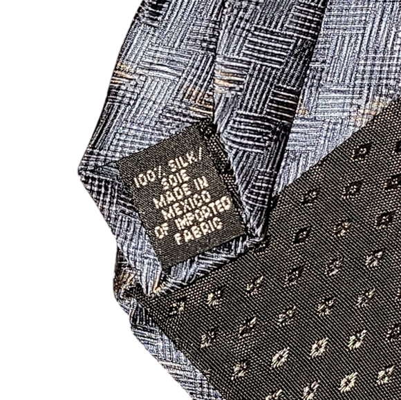 Elienne Aigner 100% silk vintage blue and tan tie - Picture 3 of 5